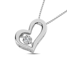 Cargar imagen en el visor de la galería, Sterling Silver 1/20 Ct.Tw.Moving Diamond Heart Pendant