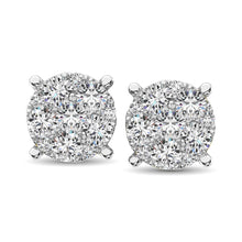 Load image into Gallery viewer, 14K White Gold 2/5 Ct.Tw. Diamond Flower Studd Earrings