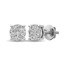 Cargar imagen en el visor de la galería, 14K White Gold 2/5 Ct.Tw. Diamond Flower Studd Earrings