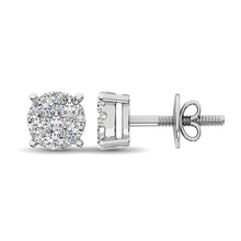 Load image into Gallery viewer, 14K White Gold 2/5 Ct.Tw. Diamond Flower Studd Earrings