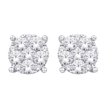 Load image into Gallery viewer, 14K White Gold 3/4 Ct.Tw. Diamond Flower Stud Earrings