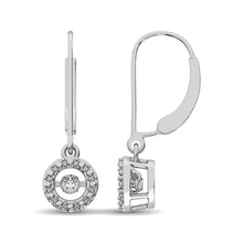 Load image into Gallery viewer, Sterling Silver 1/20 Ct.Tw. Moving Diamond Danglers Earrings