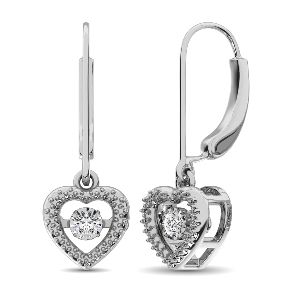 Sterling Silver 1/20 Ct.Tw. Moving Diamond Danglers Earrings