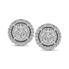 Load image into Gallery viewer, 14K White Gold 1/2 Ct.Tw. Diamond Flower Stud Earrings