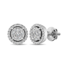 Cargar imagen en el visor de la galería, 14K White Gold 1/2 Ct.Tw. Diamond Flower Stud Earrings