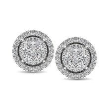 Cargar imagen en el visor de la galería, 14K White Gold 1 Ct.Tw. Diamond Flower Stud Earrings