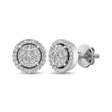 Cargar imagen en el visor de la galería, 14K White Gold 1 Ct.Tw. Diamond Flower Stud Earrings