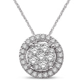 14K White Gold 3/4 Ct.Tw. Diamond Flower Pendant