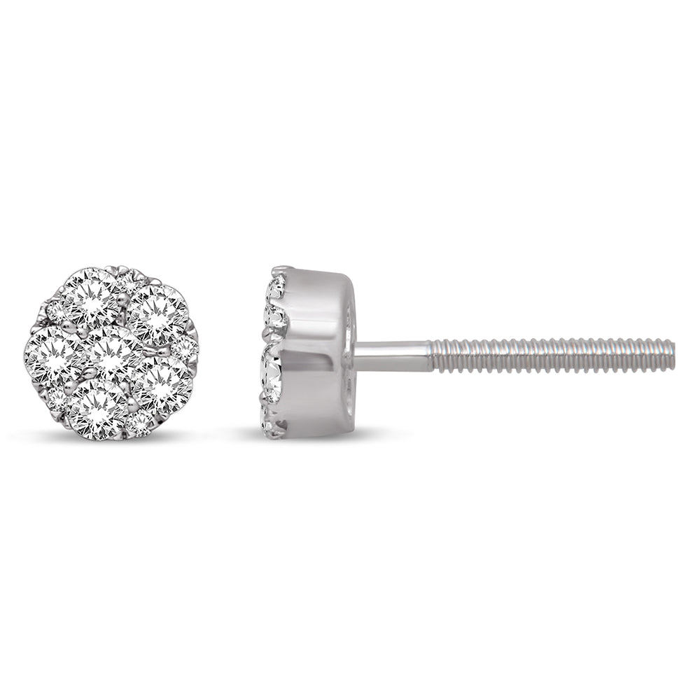 14K White Gold 2/5 Ct.Tw. Diamond Flower Stud Earrings