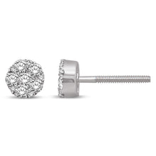 Cargar imagen en el visor de la galería, 14K White Gold 2/5 Ct.Tw. Diamond Flower Stud Earrings