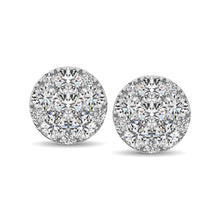 Load image into Gallery viewer, 14K White Gold 3/4 Ct.Tw. Diamond Flower Stud Earrings