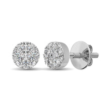 Load image into Gallery viewer, 14K White Gold 3/4 Ct.Tw. Diamond Flower Stud Earrings