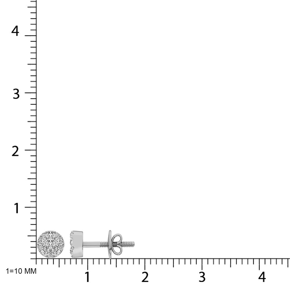 14K White Gold 3/4 Ct.Tw. Diamond Flower Stud Earrings