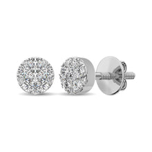 Load image into Gallery viewer, 14K White Gold 3/8 Ct.Tw. Diamond Flower Stud Earrings