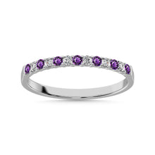 Cargar imagen en el visor de la galería, 14K White Gold 1/4 Ctw Alternate Amethyst &amp; Diamond Machine Band