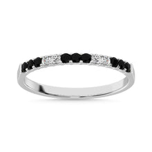 Cargar imagen en el visor de la galería, 14K White Gold 1/5 Ctw Alternate 4 White and 9 Black Diamond Machine Band