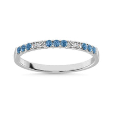 Cargar imagen en el visor de la galería, 14K White Gold 1/5 Ctw White 4 &amp; Blue Diamond 9 Machine Band