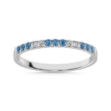 14K White Gold 1/5 Ctw White 4 & Blue Diamond 9 Machine Band