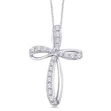 Load image into Gallery viewer, 10K White Gold 1/5 Ct.Tw. Diamond Cross Pendant