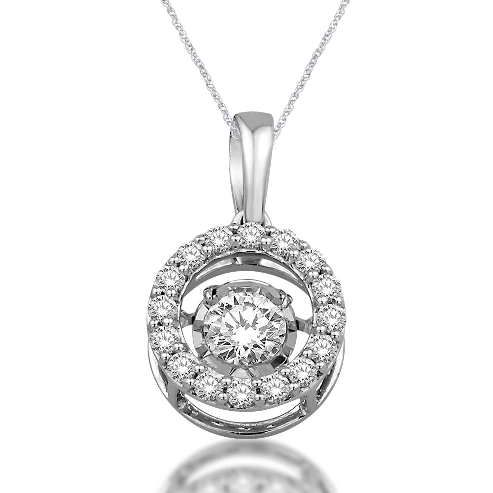 14K White Gold 1/3 Ct.Tw. Moving Diamond Pendant