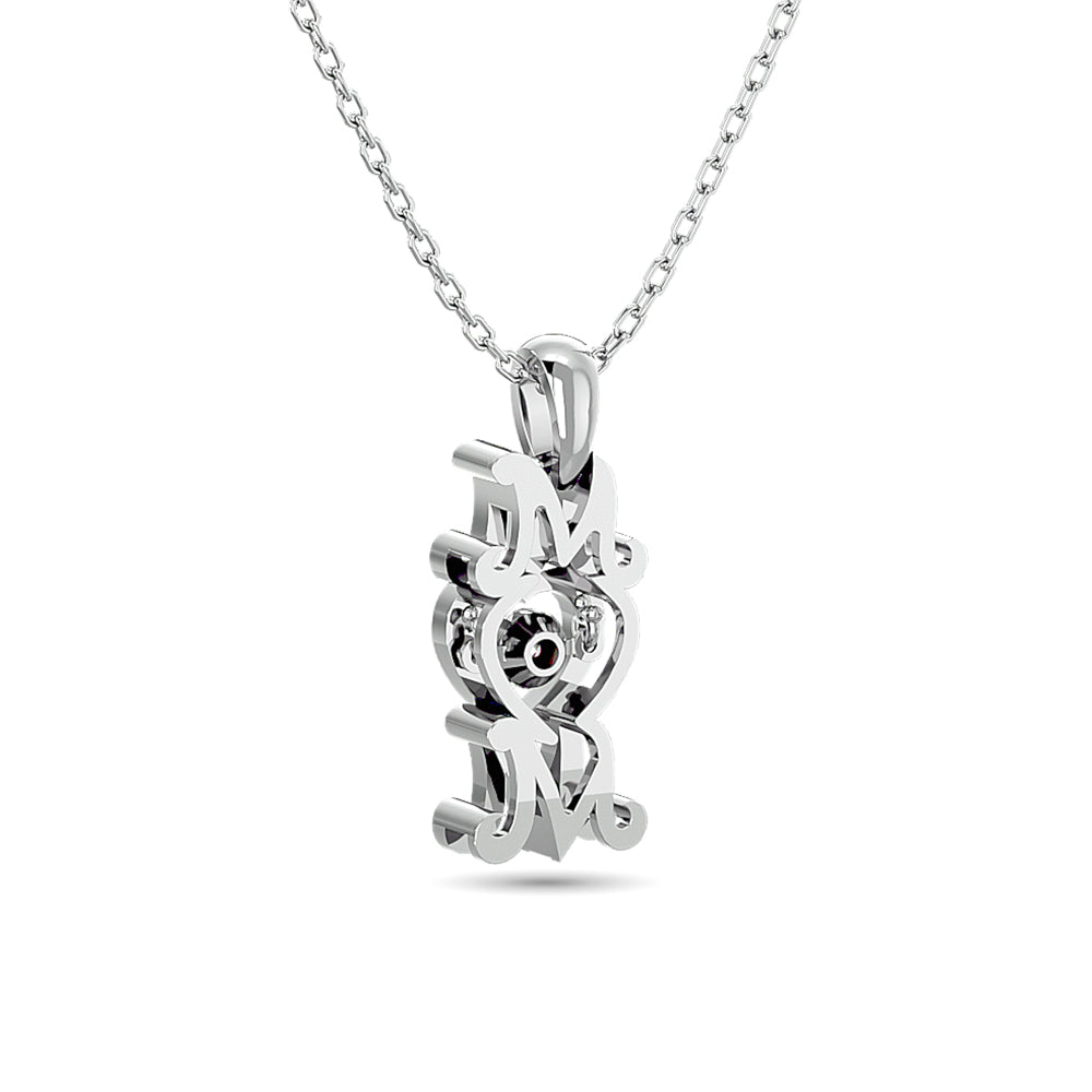 Diamond Shimmering MOM Pendant 1/50 ct tw in Sterling Silver