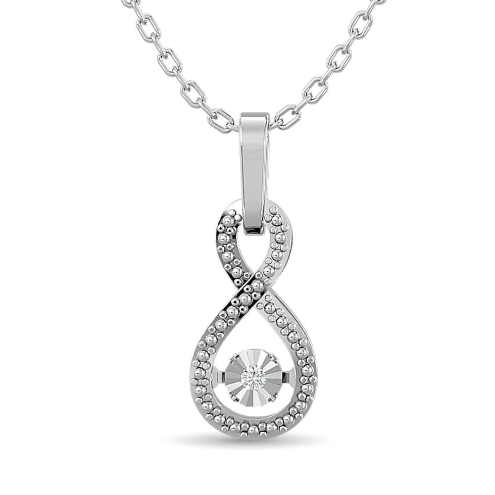 Diamond Shimmering Infinity Pendant 1/50 ct tw in Sterling Silver