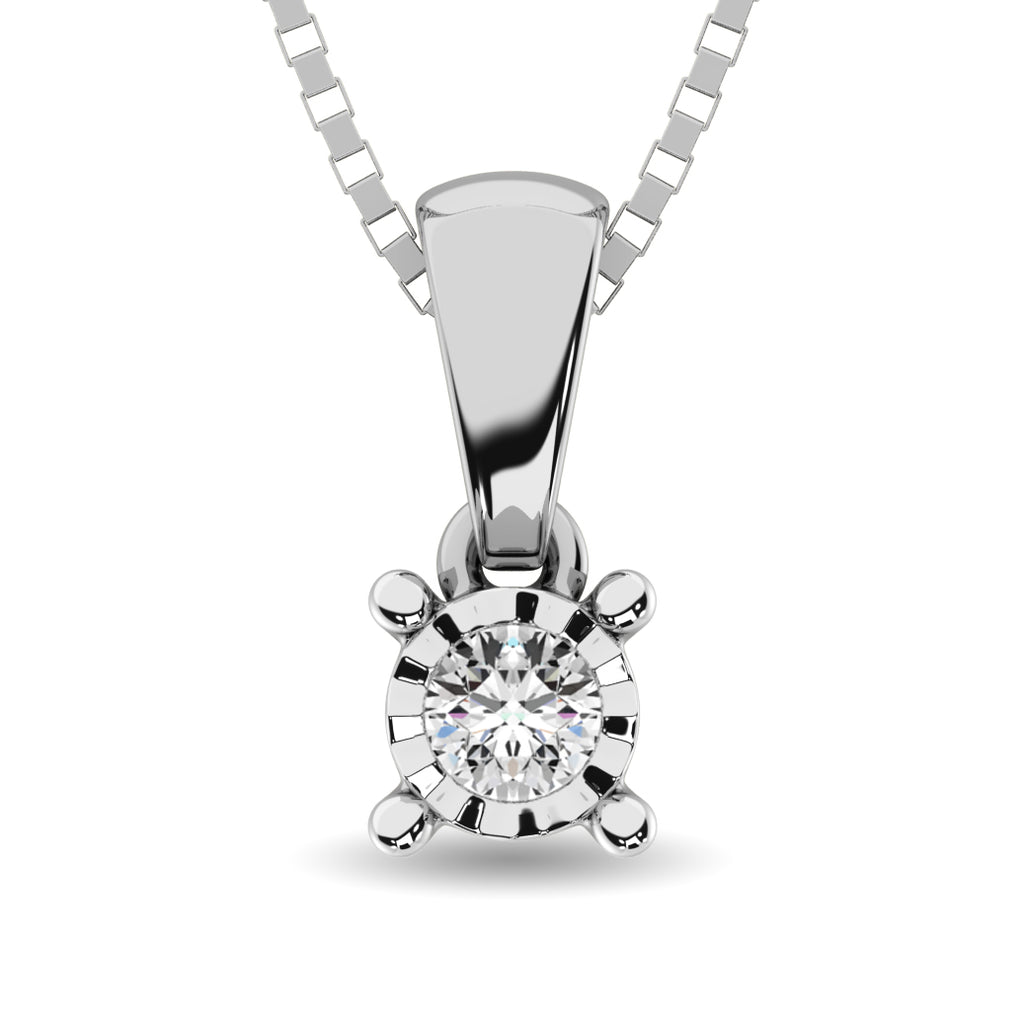 10K White Gold 1/10 Ct.Tw.Diamond Solitaire Pendant