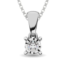 Cargar imagen en el visor de la galería, 10K White Gold 1/10 Ct.Tw.Diamond Solitaire Pendant