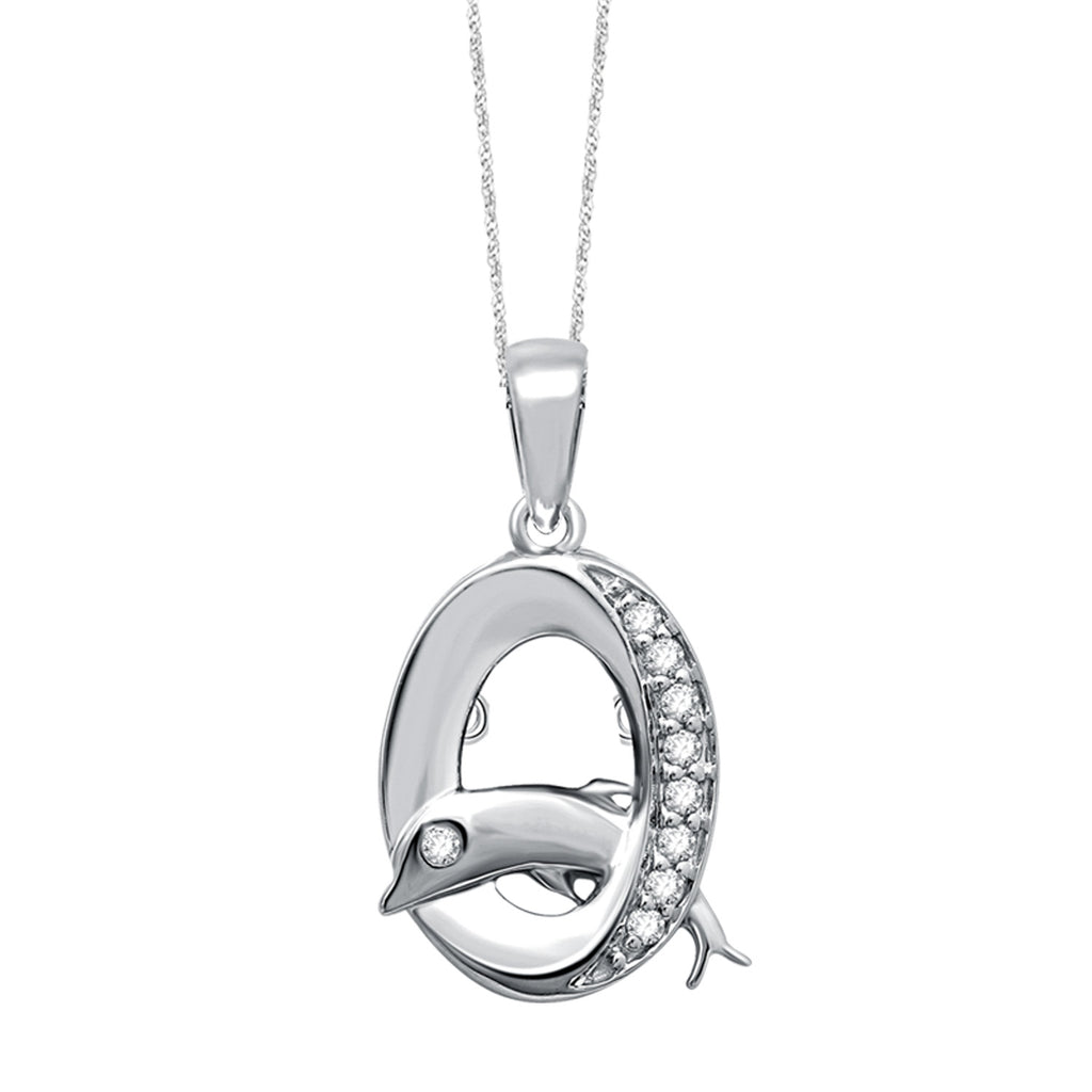 Sterling Silver 1/10 Ctw Moving Diamond Sea Life Pendant