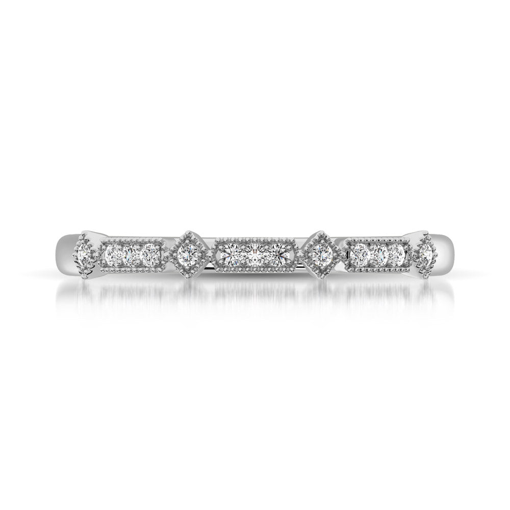 14K White Gold 1/20 Ct.Tw.Diamond Stackable Band