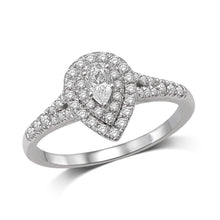 Cargar imagen en el visor de la galería, 14K White Gold 1/2 Ct.Tw.Diamond Halo Engagement Ring