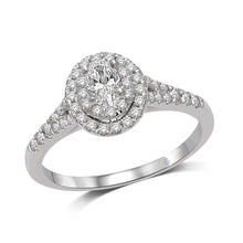 Cargar imagen en el visor de la galería, 14K White Gold 1/2 Ct.Tw.Diamond Halo Engagement Ring