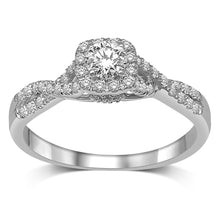 Cargar imagen en el visor de la galería, 14K White Gold 1/2 Ct.Tw.Diamond Halo Engagement Ring