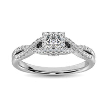 Cargar imagen en el visor de la galería, 14K White Gold 1/2 Ct.Tw.Diamond Halo Engagement Ring