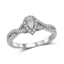 Cargar imagen en el visor de la galería, 14K White Gold 1/2 Ct.Tw.Diamond Halo Engagement Ring