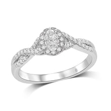 Cargar imagen en el visor de la galería, 14K White Gold 1/2 Ct.Tw.Diamond Halo Engagement Ring