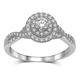 14K White Gold 1/2 Ct.Tw.Diamond Halo Engagement Ring