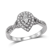 Cargar imagen en el visor de la galería, 14K White Gold 1/2 Ct.Tw.Diamond Halo Engagement Ring