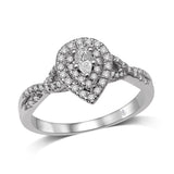 14K White Gold 1/2 Ct.Tw.Diamond Halo Engagement Ring