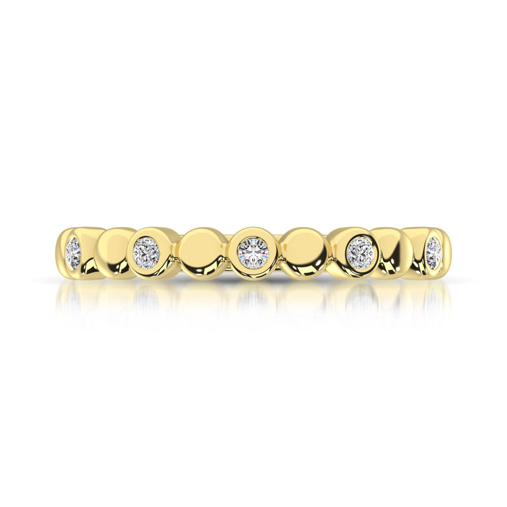 14K Yellow Gold 1/20 Ct.Tw.Diamond Stackable Band