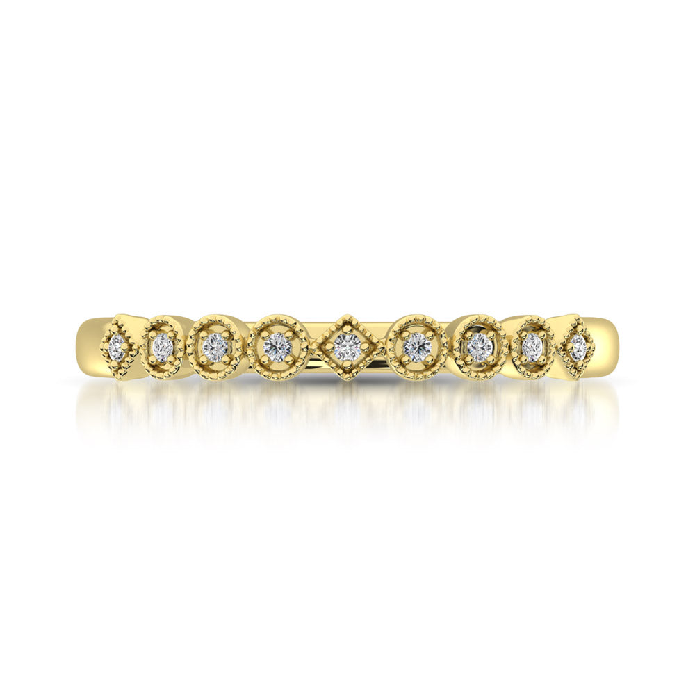 14K Yellow Gold 1/20 Ct.Tw. Diamond Stackable Band