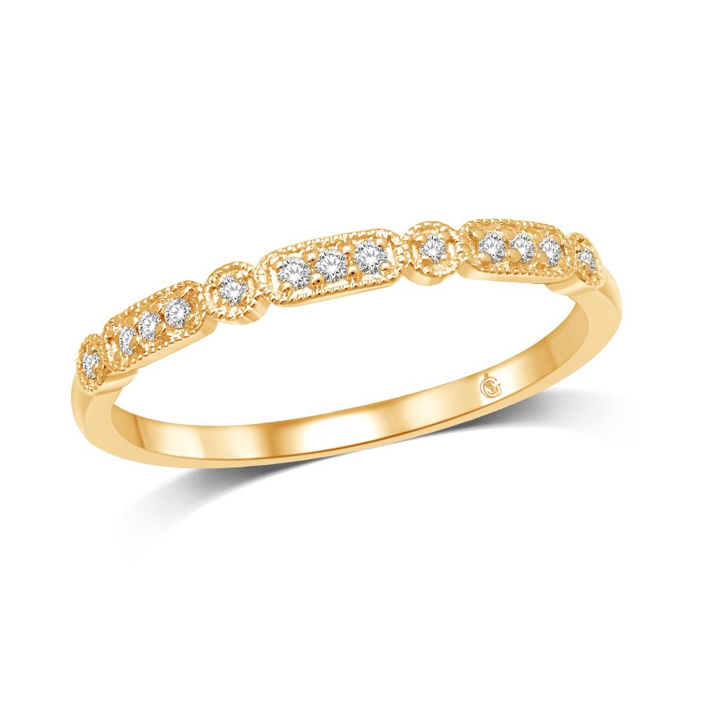 14K Yellow Gold 1/20 Ct.Tw. Diamond Stackable Band