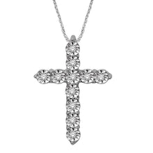 Cargar imagen en el visor de la galería, 10K White Gold 1/20 Ct.Tw.Diamond Cross Pendant