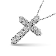 Cargar imagen en el visor de la galería, 10K White Gold 1/20 Ct.Tw.Diamond Cross Pendant