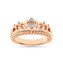 Cargar imagen en el visor de la galería, 14K Rose Gold 1/20 Ct.Tw.Diamond Crown Stackable Band