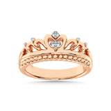 14K Rose Gold 1/20 Ct.Tw.Diamond Crown Stackable Band