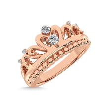 Cargar imagen en el visor de la galería, 14K Rose Gold 1/20 Ct.Tw.Diamond Crown Stackable Band