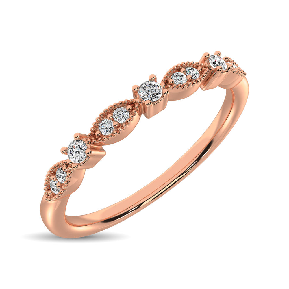 14K Rose Gold 1/10 Ct.Tw.Diamond Stackable Band