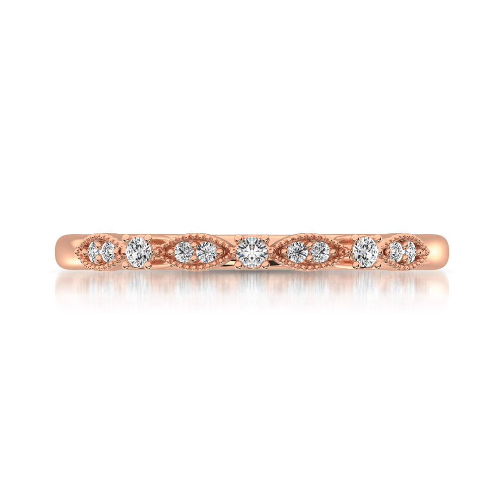 14K Rose Gold 1/10 Ct.Tw.Diamond Stackable Band