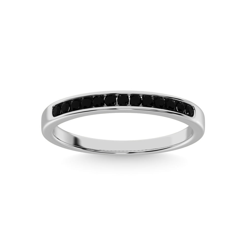 14K White Gold 1/6 Ctw Black Diamond Machine Band